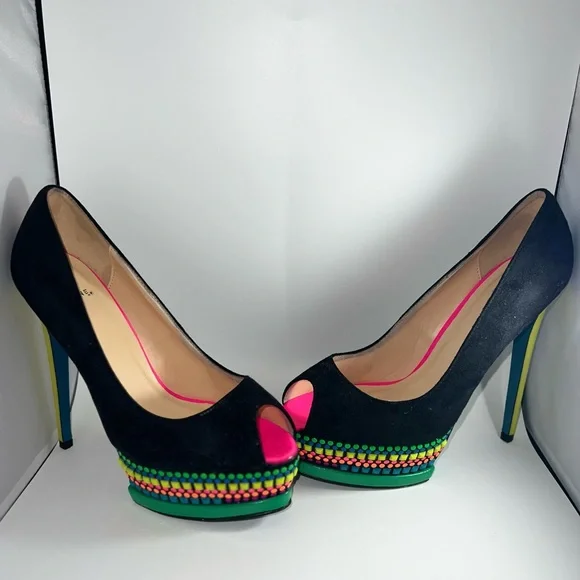 25. Scene by Shoe Dazzle Jaleen Suede & Neon colored platform heels - Picture 5 of 12